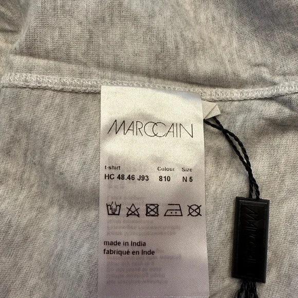 Marc Cain Grey Cotton T-Shirt with Dog and Floral sequin and stone design - Picture 6 of 7